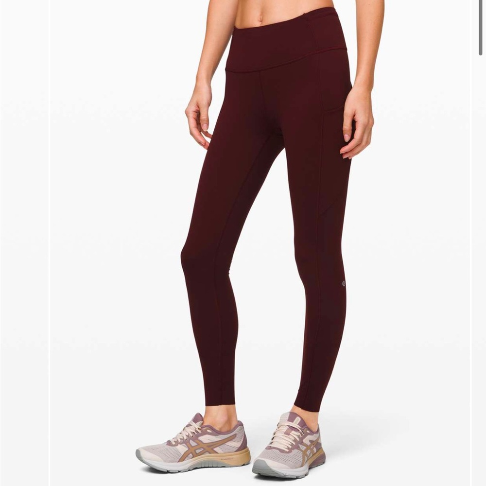 Lululemon Garnet Fast and Free HighRise Tight 28" Non-Reflective Brushed Nulux 2